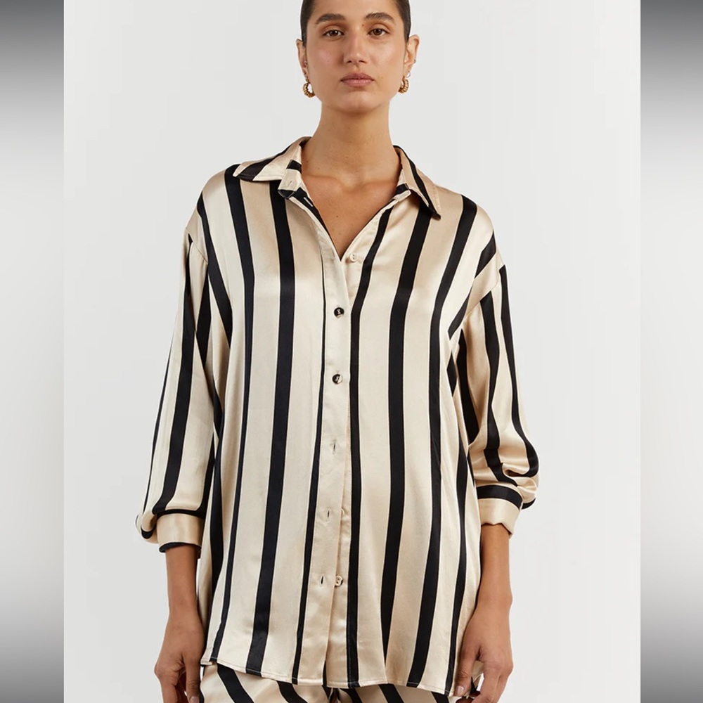 Dissh long sleeve satin shirt NWWT